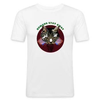 Humans stay away - Men's Slim Fit T-Shirt - white - Front - Nik (191cm)
