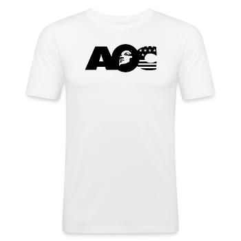 AOC - Neuer Deal der Demokraten - Männer Slim Fit T-Shirt - Weiß - Vorne - Nik (191cm)