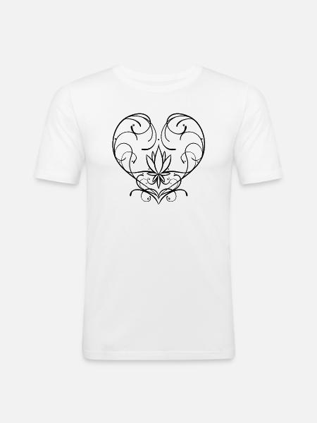 Herz Blumenranke - Männer Slim Fit T-Shirt - Weiß