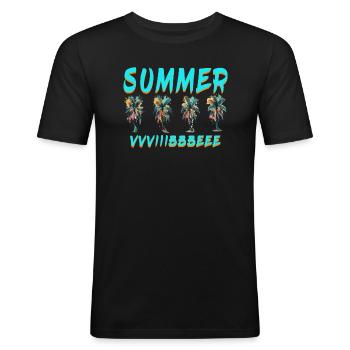 SOMMERSTIMMUNG HUMOR SOMMER HUMOR GESCHENK - Männer Slim Fit T-Shirt - Schwarz - Vorne - Nik (191cm)