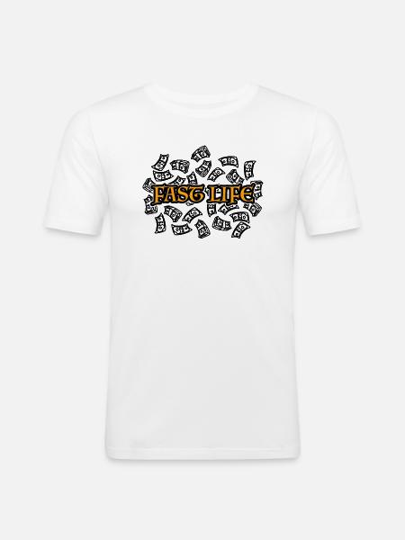 Fast Life - Männer Slim Fit T-Shirt - Weiß