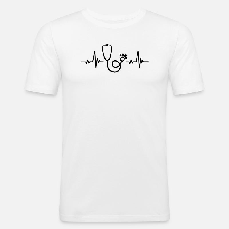 Stethoskop-Pulsfrequenz - Tierarzt - Männer Slim Fit T-Shirt - Weiß