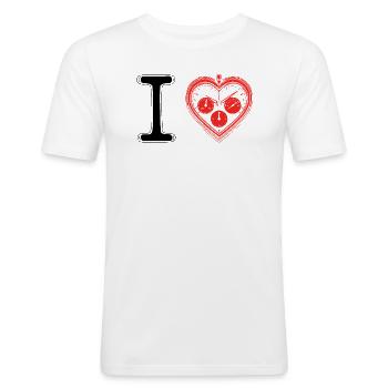Rire en direct Chronolove - T-shirt près du corps Homme - blanc - Devant - Nik (191cm)