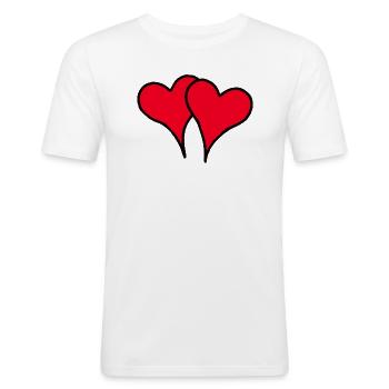Valentis Herzen - Männer Slim Fit T-Shirt - Weiß - Vorne - Nik (191cm)
