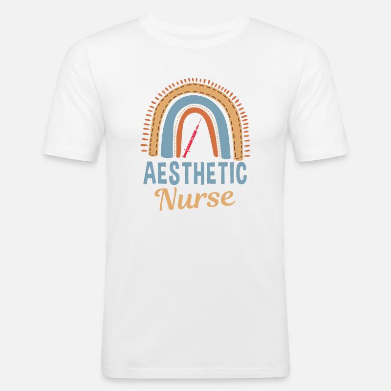 Ästhetische Krankenschwester Regenbogen - Männer Slim Fit T-Shirt - Weiß