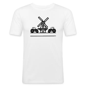 Mill and tractors - Men's Slim Fit T-Shirt - white - Front - Nik (191cm)
