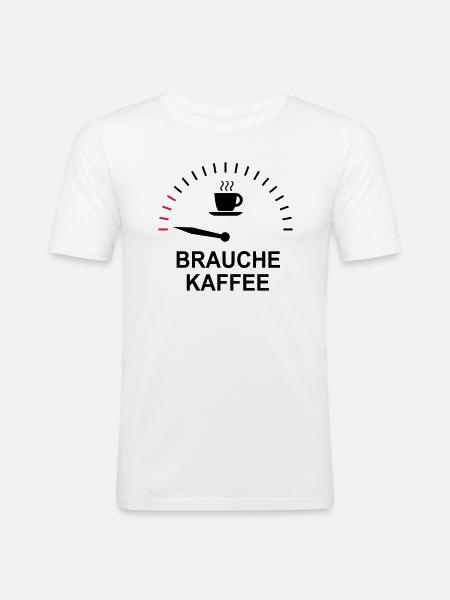 Kaffee - Männer Slim Fit T-Shirt - Weiß