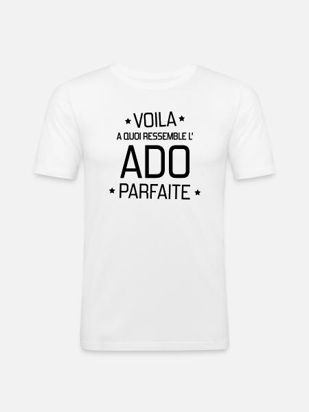 adolescent / enfant / ado / adolescente - T-shirt près du corps Homme - blanc