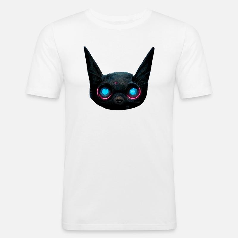 Alien Katze - Männer Slim Fit T-Shirt - Weiß
