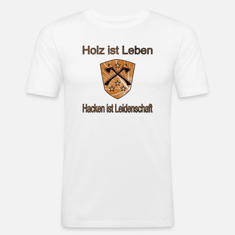 Holz hacken,Echte Männer,Axt - Männer Slim Fit T-Shirt - Weiß