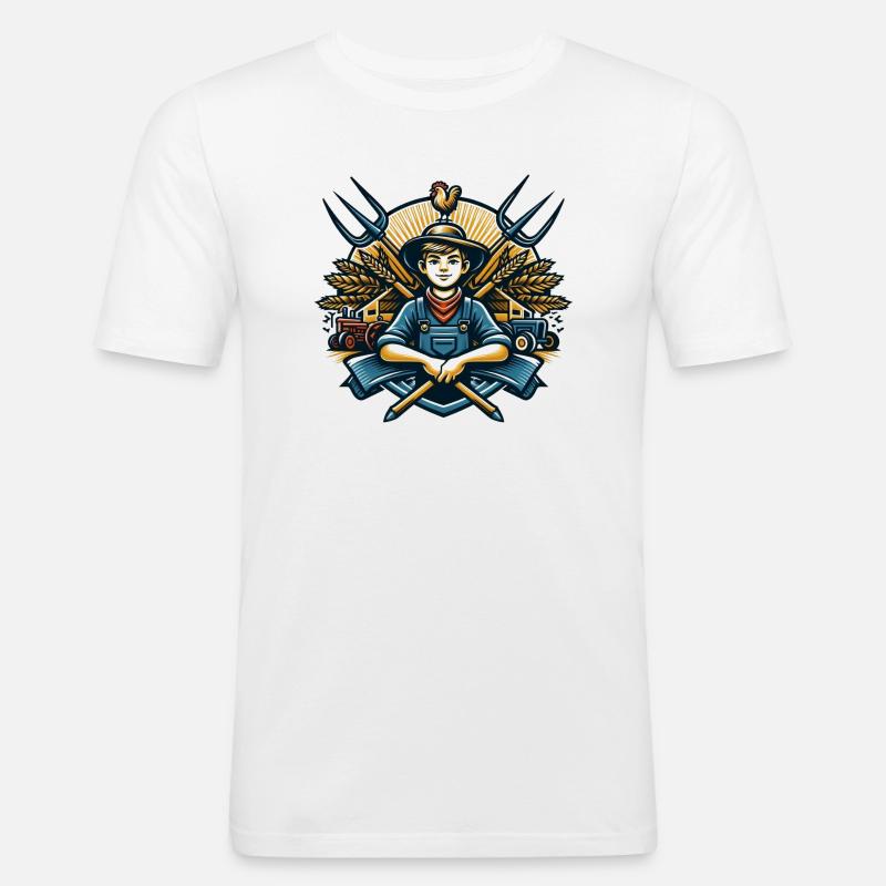 Junge vom Dorf Logo - Männer Slim Fit T-Shirt - Weiß
