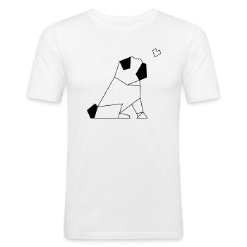 Pug Love - Männer Slim Fit T-Shirt - Weiß - Vorne - Nik (191cm)