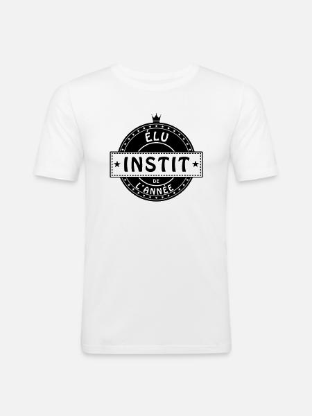 elu instit instituteur institutrice - T-shirt près du corps Homme - blanc