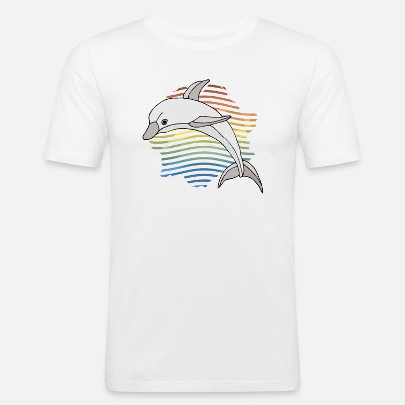 Delfin - Männer Slim Fit T-Shirt - Weiß