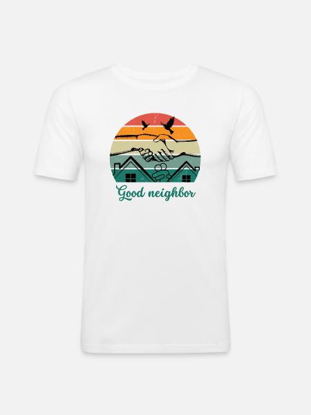 Good neighbor BW - Men's Slim Fit T-Shirt - white