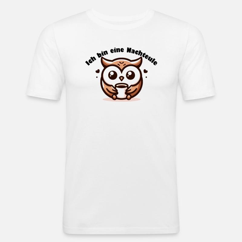 Ich bin eine Nachteule - Männer Slim Fit T-Shirt - Weiß
