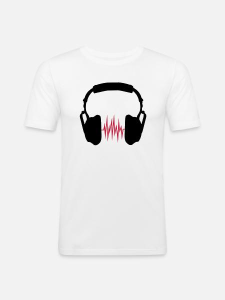 Kopfhörer - Männer Slim Fit T-Shirt - Weiß