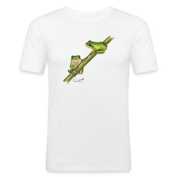 Laubfrosch - Männer Slim Fit T-Shirt - Weiß - Vorne - Nik (191cm)