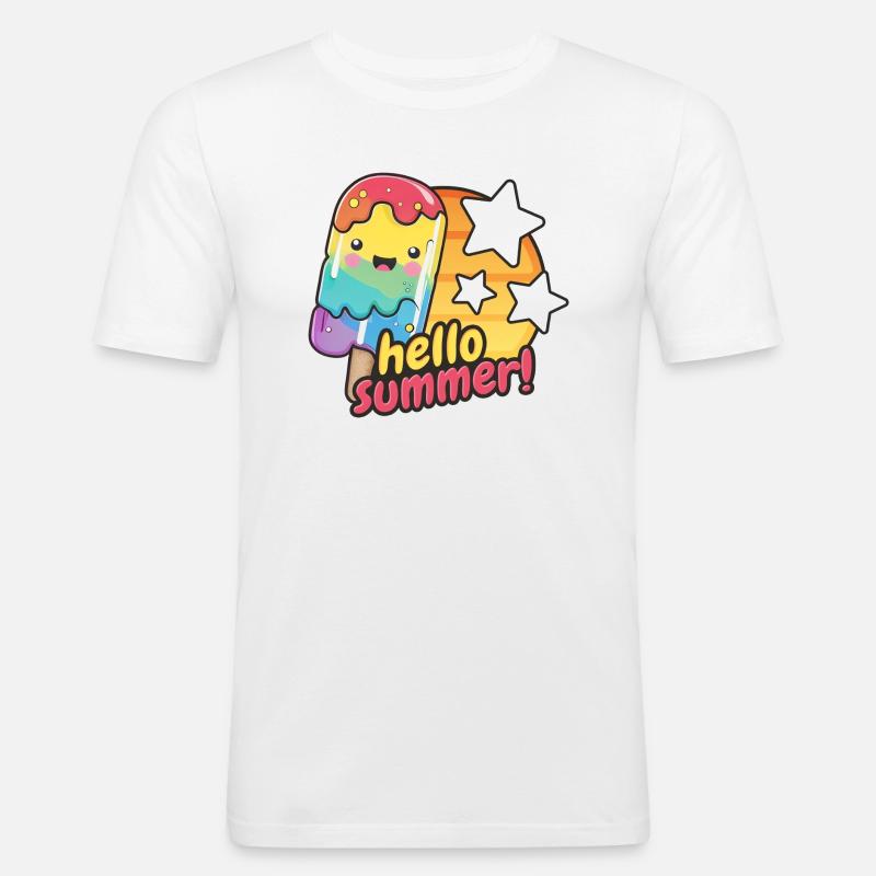hello summer! - Männer Slim Fit T-Shirt - Weiß