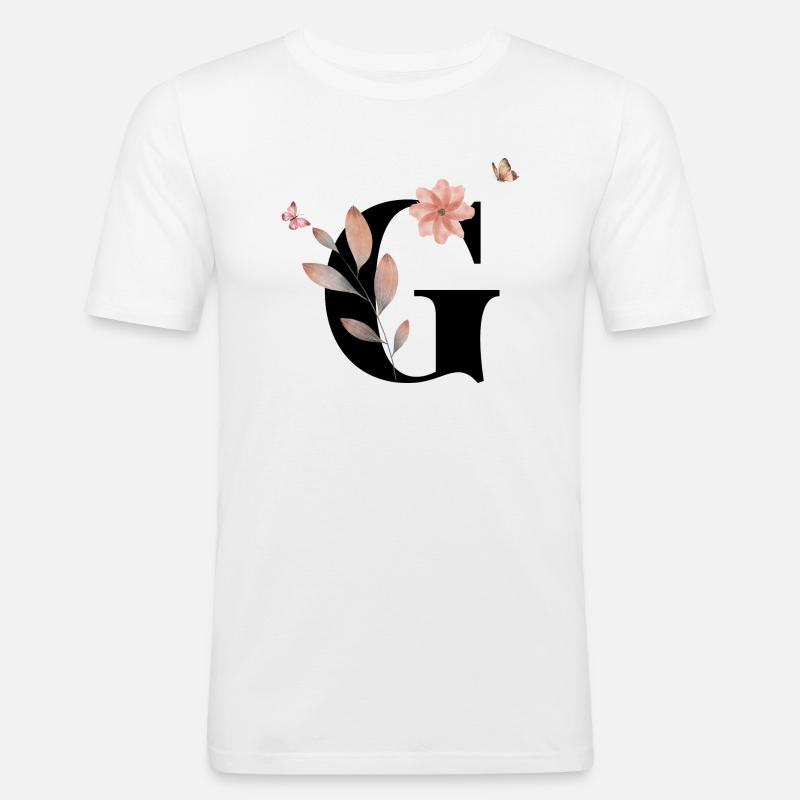 Buchstabe g Wildblumen Aquarelle - Männer Slim Fit T-Shirt - Weiß