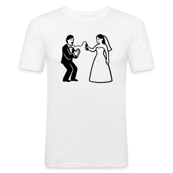 Newlyweds Whip Funny - Men's Slim Fit T-Shirt - white - Front - Nik (191cm)