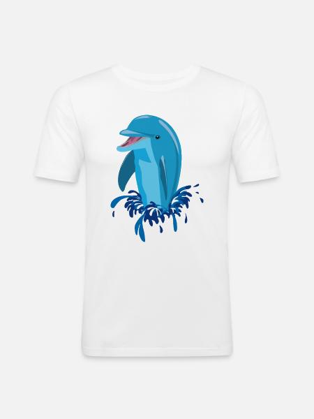 Laughing dolphin blue - Men's Slim Fit T-Shirt - white