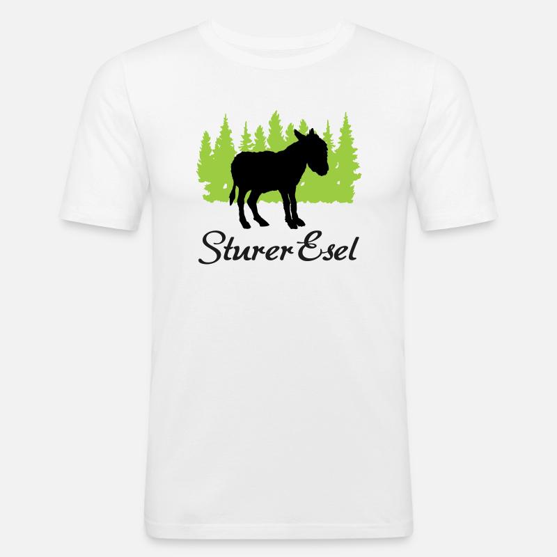 "Sturer Esel: Eigenwillige Beharrlichkeit" - Männer Slim Fit T-Shirt - Weiß