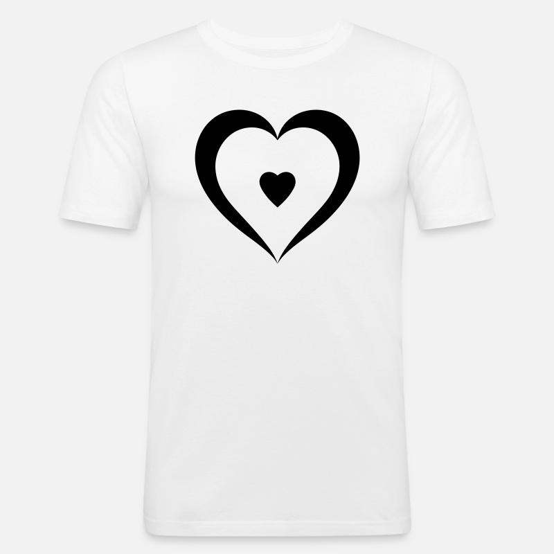 Herz - Männer Slim Fit T-Shirt - Weiß