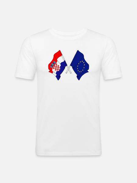 Kroatiens flag, Europa - Herre Slim Fit T-Shirt - hvid