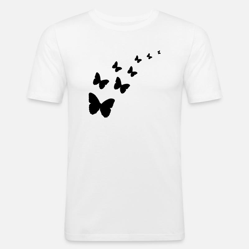Schmetterlinge - Männer Slim Fit T-Shirt - Weiß