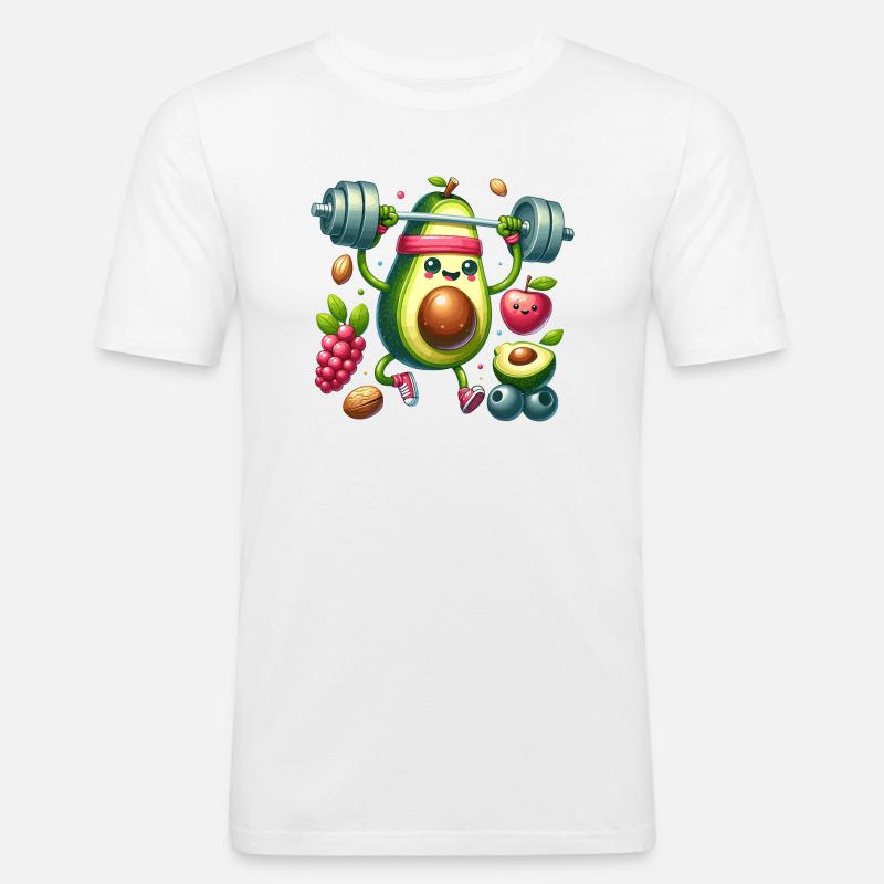 Avocado Workout Spaß - Männer Slim Fit T-Shirt - Weiß