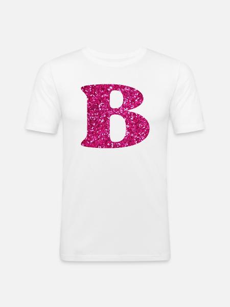 Letter b pink glitter - Men's Slim Fit T-Shirt - white