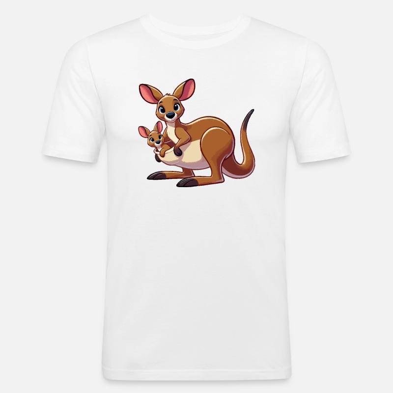 Känguru-Mutter mit Kind - Männer Slim Fit T-Shirt - Weiß