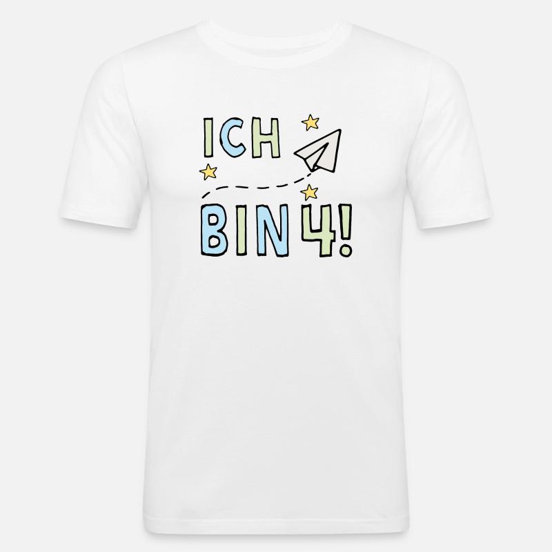 Ich bin vier - Männer Slim Fit T-Shirt - Weiß