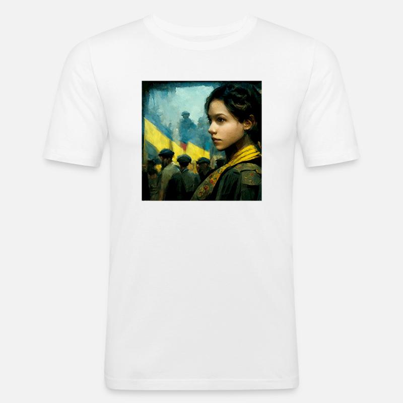 Ukrainisches Mädchen Während Des Krieges - Männer Slim Fit T-Shirt - Weiß