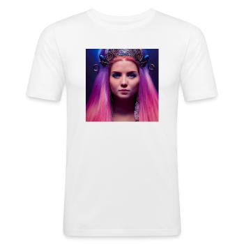 Wikingerkrieger - Männer Slim Fit T-Shirt - Weiß - Vorne - Nik (191cm)