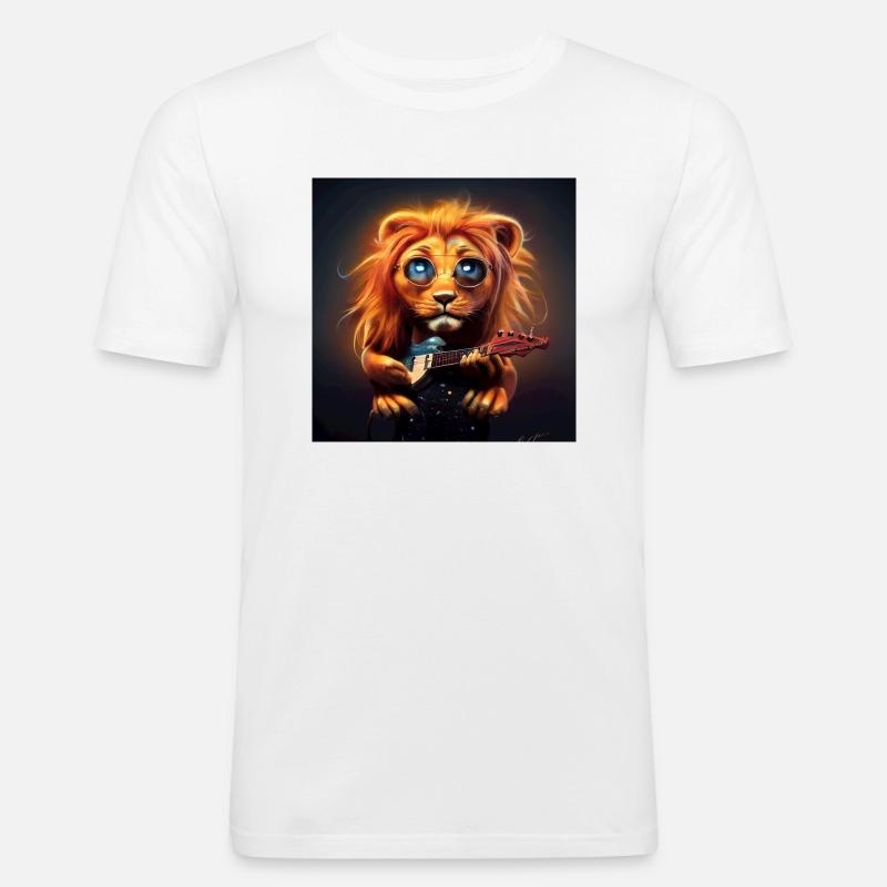 -Löwe - Männer Slim Fit T-Shirt - Weiß