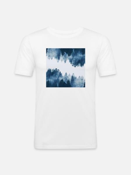 Wald im Nebel - Männer Slim Fit T-Shirt - Weiß
