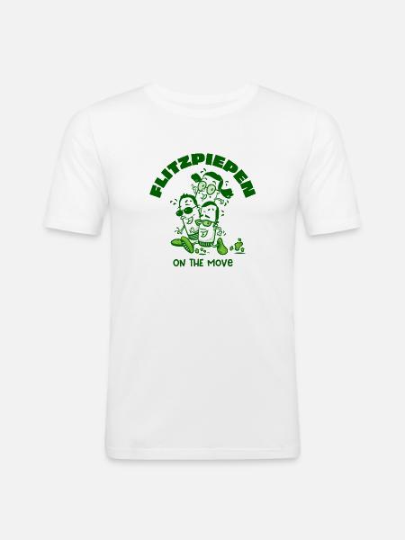 Flitzpiepen on move - Grün - Männer Slim Fit T-Shirt - Weiß