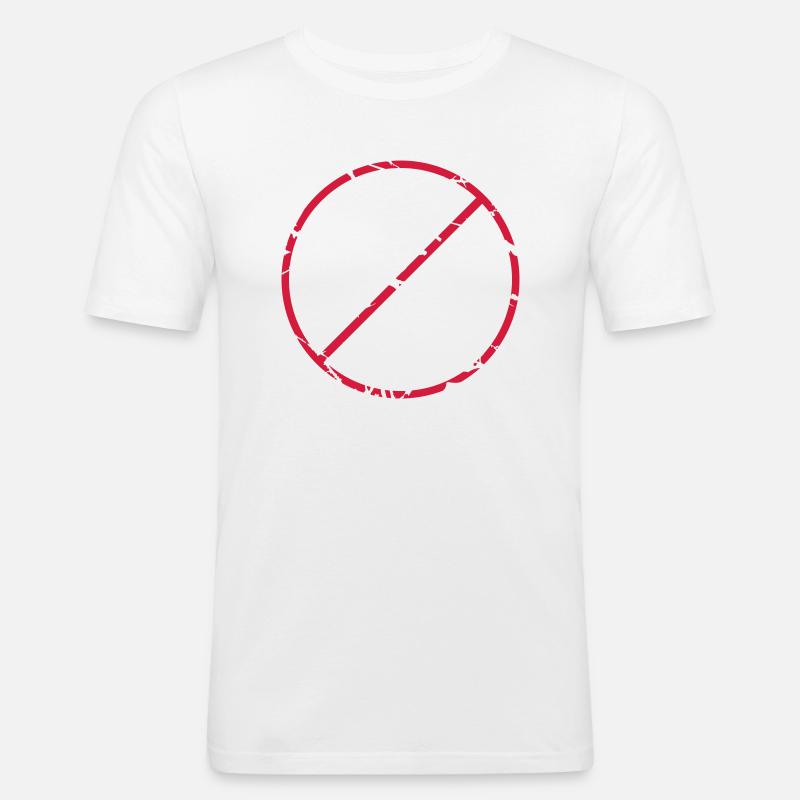 Durchgestrichen Zeichen Stop rund - Männer Slim Fit T-Shirt - Weiß