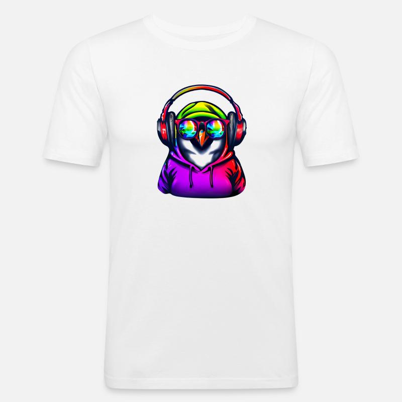 Pinguin mit Pullover und Sonnenbrille - Männer Slim Fit T-Shirt - Weiß
