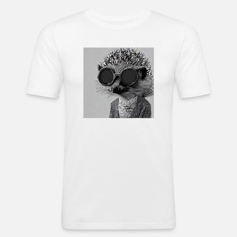 Cooler Igel mit Sonnenbrille - Männer Slim Fit T-Shirt - Weiß