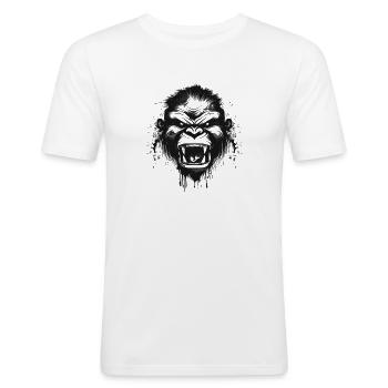 Wild and furious monkey - Men's Slim Fit T-Shirt - white - Front - Nik (191cm)