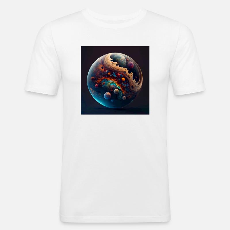 planets exploding - T-shirt près du corps Homme - blanc