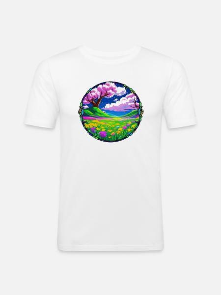 Rosa Sommer - Männer Slim Fit T-Shirt - Weiß