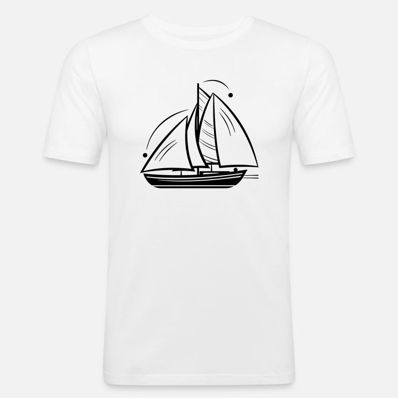 Segelboot - Männer Slim Fit T-Shirt - Weiß