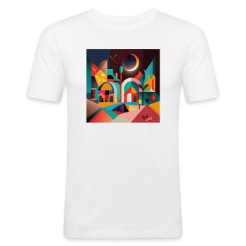 The Bauhaus Legacy - Männer Slim Fit T-Shirt - Weiß - Vorne - Nik (191cm)