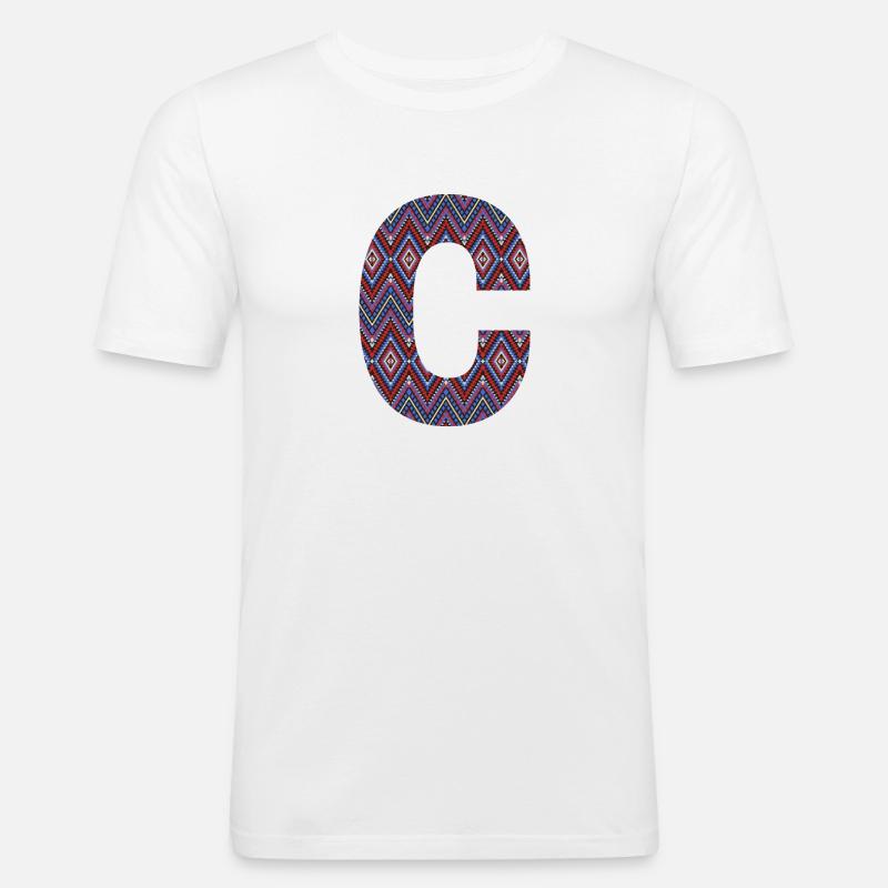 Monogram Letter C- geometric pattern - Men's Slim Fit T-Shirt - white