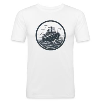 Navire, Navire, Bateau, Yacht, Gale - T-shirt près du corps Homme - blanc - Devant - Nik (191cm)