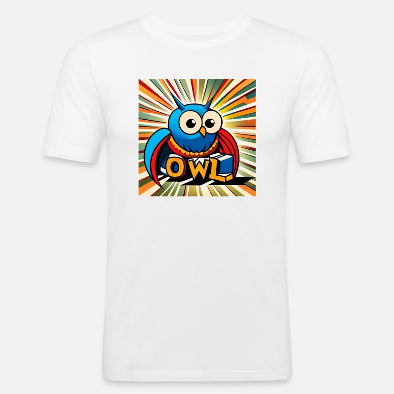 Eule - Eule - Zeichnung Illustration Vogel - Männer Slim Fit T-Shirt - Weiß